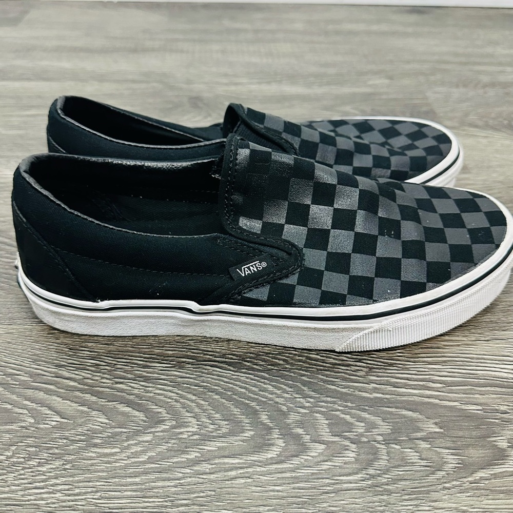Vans Classic Black Checkered Slip-Ons Size 8